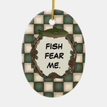 Fish Fear Me Funny Fishing Personalised Photo Christmas Ornaments