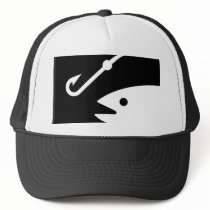 Fish Head and Hook - Black and White
