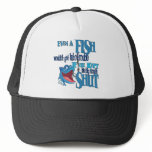 Fish in Trouble Big Mouth Shut Funny Fishing Hats