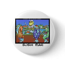 Fish Meet Markets AKA Sushi Bar Funny Gifts & Card Pinback Buttons