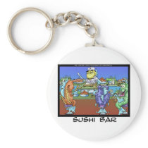 Fish Meet Markets AKA Sushi Bar Funny Gifts & Card Keychains