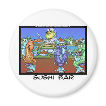 Fish Meet Markets AKA Sushi Bar Funny Gifts & Card Fridge Magnets