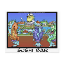 Fish Meet Markets AKA Sushi Bar Funny Gifts & Card Postcard