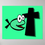 Fish 'n' Cross (Christian Fish Symbol with Cross) Print