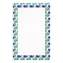 Fish Pattern. Blue Fish Ghost Fish. Custom Stationery