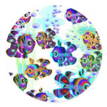 fish Round Stickers