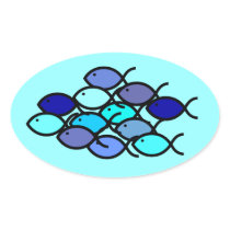 Fish School - Blue and Aqua Stickers
