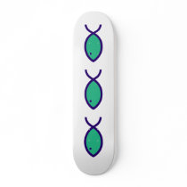 Fish Symbol - Green with Dark blue Skateboard Decks