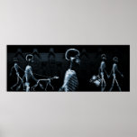 Fish Tank Background X-Ray Skeletons Town - Blue