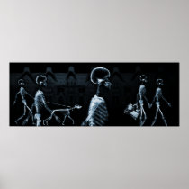 Fish Tank Background X-Ray Skeletons Town - Blue