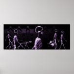 Fish Tank Background X-Ray Skeletons Town - Purple posters
