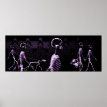 Fish Tank Background X-Ray Skeletons Town - Purple