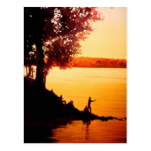 "Fisher People" Fishing Landscape Watercolor Postcards