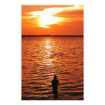 fisherman and sunset stationery paper