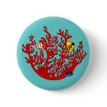 Fishes and Coral Doodle Art Button