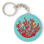Fishes and Coral Doodle Art Keychain
