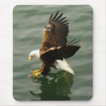 Fishing Bald Eagle & Ocean Motivational Gift Mouse Pad