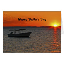 Fishing Boat at Sunset Happy Father's Day Greeting Card