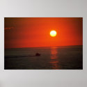 Fishing boat before sunrise posters