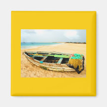 Fishing Boat on the Beach Refrigerator Magnet