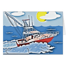 Fishing Boat on the High Seas Greeting Cards