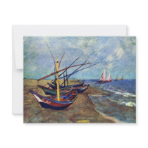Fishing Boats On The Beach At Saintes-Maries, Fish Personalized Invites