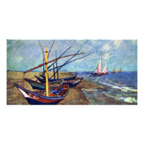 Fishing Boats On The Beach At Saintes-Maries, Fish Photo Card Template