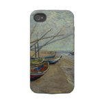 Fishing boats on the beach tough iphone 4 covers