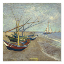Fishing boats on the beach photo print