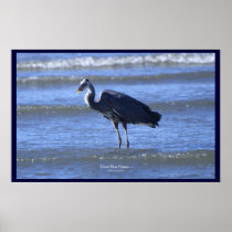 Fishing GREAT BLUE HERON Fun Photo Poster