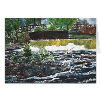 fishing painting art print angler sports greeting card by dereklovessheila