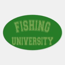 Fishing University Green Oval Sticker