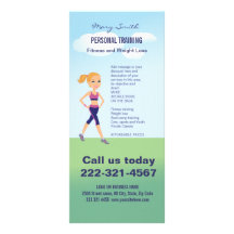 Fitness Girl Cartoon Full Colour Rack Card
