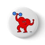 Fitness Trainer Heart Workout Cartoon Button