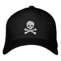 Fitted Skull and Crossbones Pirate embroidered hats