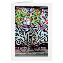 Fitzroy graffiti with bike greeting card