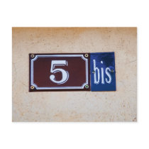 Five 5 Bis - French Numbers Sign Post Cards