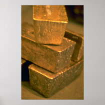 Five 90 pound gold bricks print