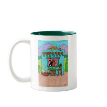 Five Cats at an Aqua Adobe House Coffee Mug