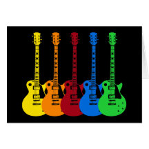 Five Colourful Electric Guitars Cards