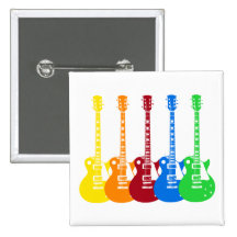 Five Colourful Electric Guitars Pinback Buttons