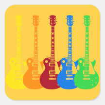 Five Colourful Electric Guitars Square Sticker