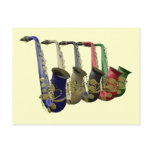 Five Colourful Saxophones In A Line Postcard