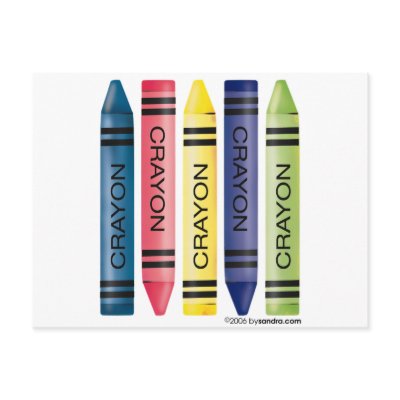 Five fat crayons postcard by bysandra