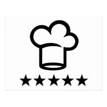 Five star cooking hat postcard