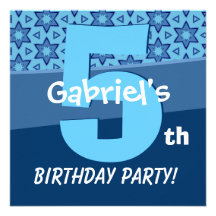 Five Year Old Birthday Blue Stars For Boy W727 Custom Invite