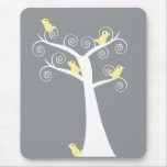 Five Yellow Birds in a Tree Mousepad