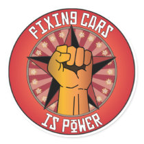 Fixing Cars Is Power Round Stickers