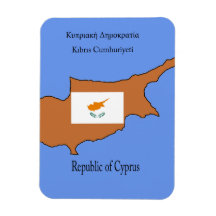 Flag and Map of Republic of Cyprus Rectangular Magnets