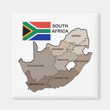 Flag and Map of South Africa Magnet